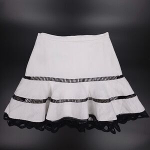 ALEXIS Ediely High Waisted Ruffled Lace Cut Out Mini Skirt White Lolita Coquette